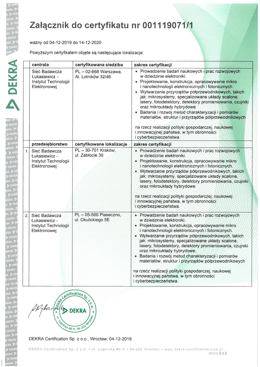 Certyfikat ISO 9001 - wersja polska